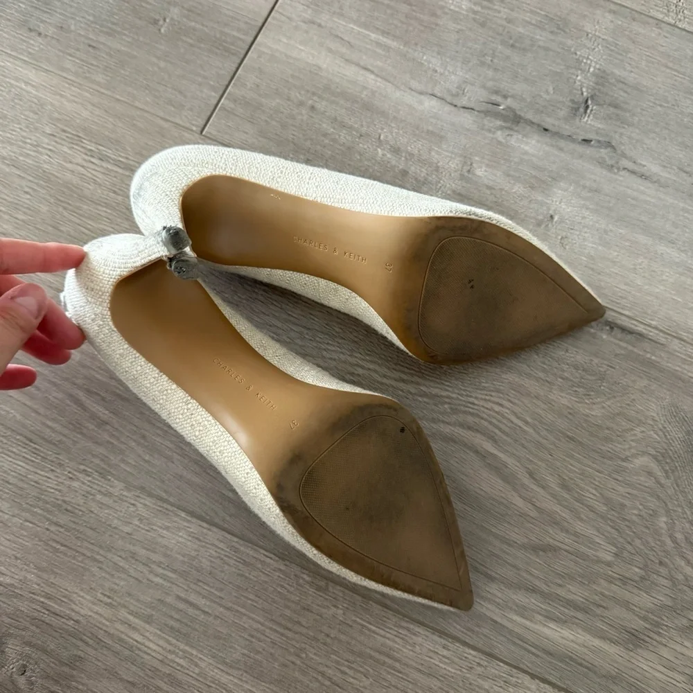 Charles‎ & Keith White Tweed Classic Point Toe Heels